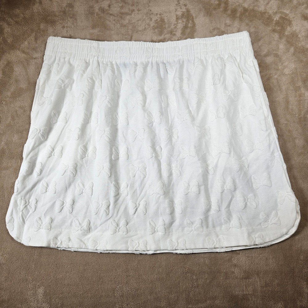 Disney Minnie Mouse White Embossed Bow "Skirt" Elastic Waist Large NWT